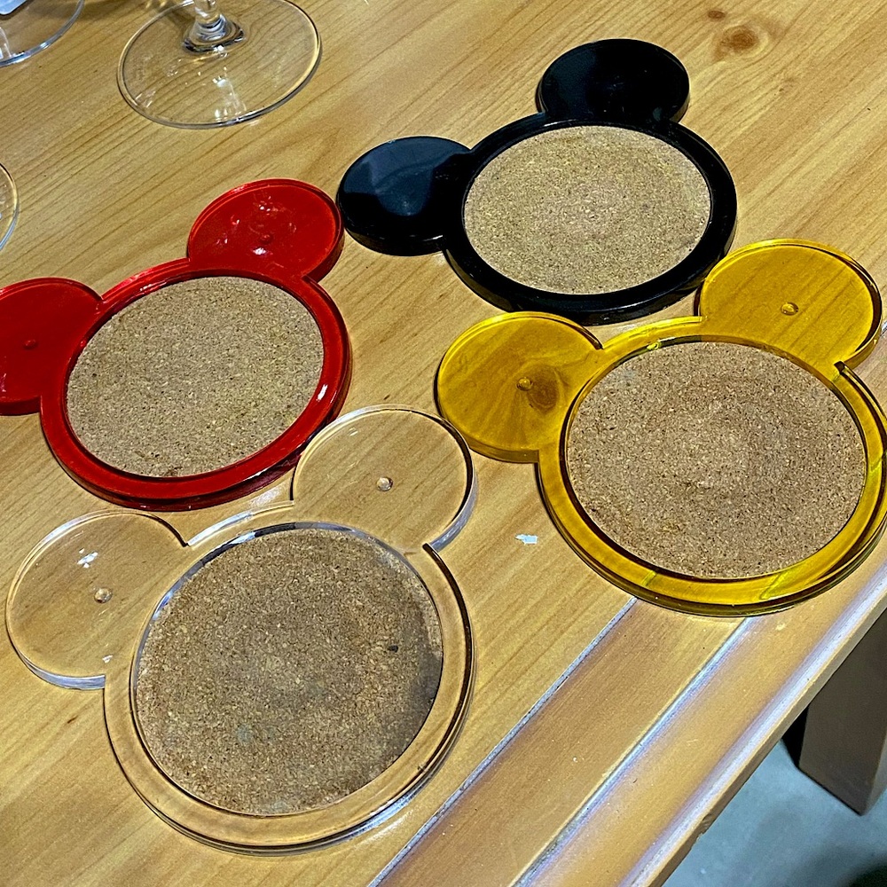 Vintage Disney acrylic lucite Mickey Mouse coaster set of 4